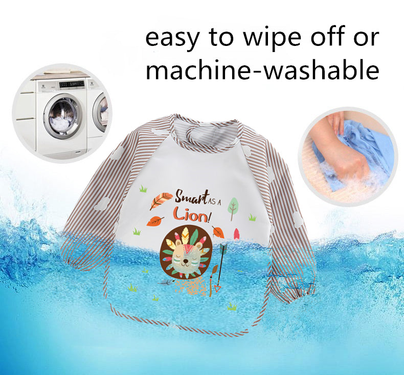 Long Sleeve Bibs HaimoBurg Machine Washable Waterproof Baby Bib 3 Pack 6-36 Months