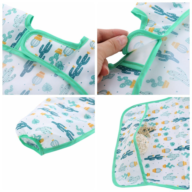 Long Sleeved Bib HaimoBurg 4 Pack Baby Waterproof Bibs with Pocket Fits Ages 9-36 Months