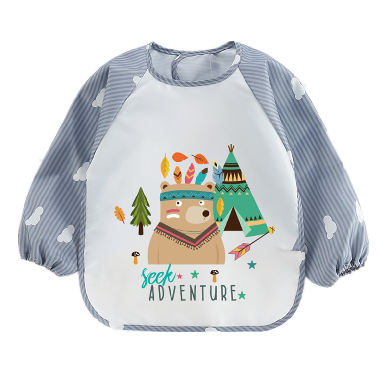 Long Sleeve Bibs HaimoBurg Machine Washable Waterproof Baby Bib 3 Pack 6-36 Months